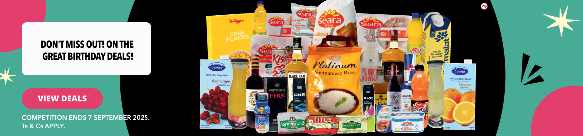 Celebrate with us and you could stand a chance to WIN. Buy 3 participating products in-store and stand a chance to win groceries for a year worth GHC 168 000. Offers valid until 7 September 2025. 
