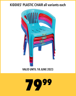 KIDDIES PLASTIC CHAIR ALL VARIANTS EACH, 79,99