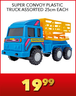 SUPER CONVOY PLASTIC TRUCK ASSORTED 25cm EACH, 19,99 SUPER CONVOY PLASTIC TRUCK ASSORTED 25cm EACH, 19,99