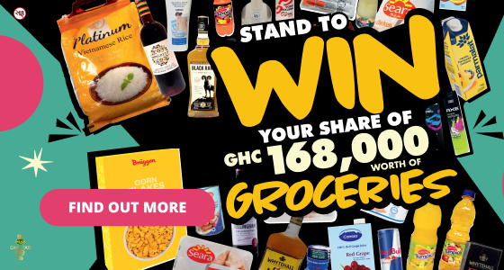 Celebrate with us and you could stand a chance to WIN. Buy 3 participating products in-store and stand a chance to win groceries for a year worth GHC 168 000. Offers valid until 7 September 2025. 