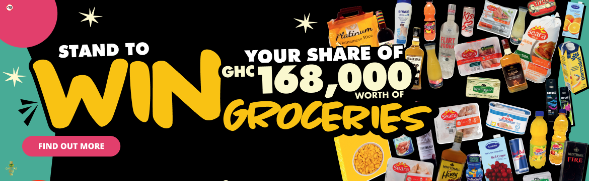 Celebrate with us and you could stand a chance to WIN. Buy 3 participating products in-store and stand a chance to win groceries for a year worth GHC 168 000. Offers valid until 7 September 2025. 