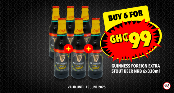GUINNESS FOREIGN EXTRA STOUT BEER 6x330ml - BUY 6 FOR 99