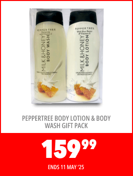 Peppertree body lotion and body wash gift pack
