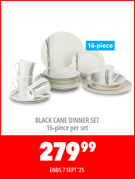 BLACK CANE DINNER SET 16-PIECE PER SET, 279,99