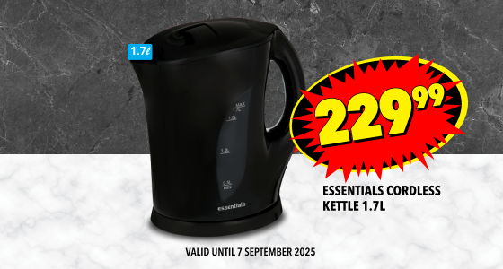 ESSENTIALS CORDLESS KETTLE 1.7L, 229,99
